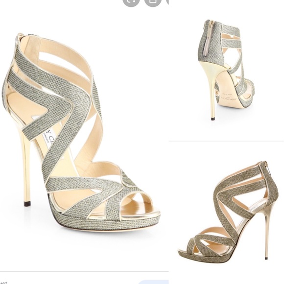 Jimmy Choo 247 Collar Lame Glitter Pumps Sandals - Picture 9 of 9